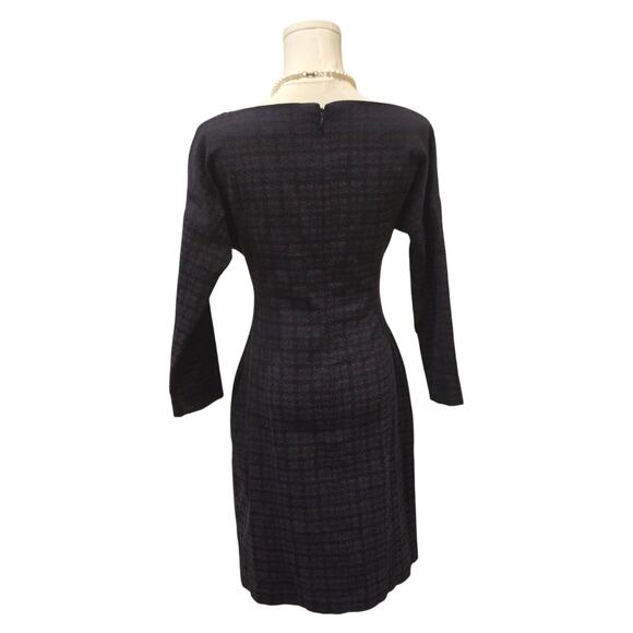Theory Bodycon Blue Burgundy Checkered Short Classic Dress Womens Small - Picture 4 of 9